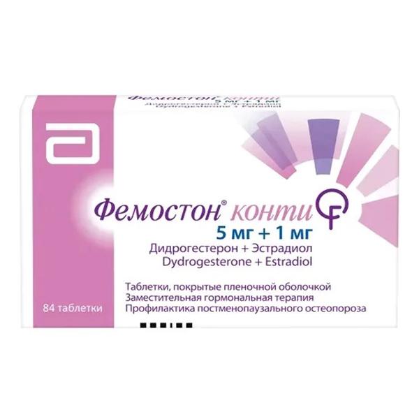 Фемостон конти таб. п/пл. об. 5мг+1мг №28