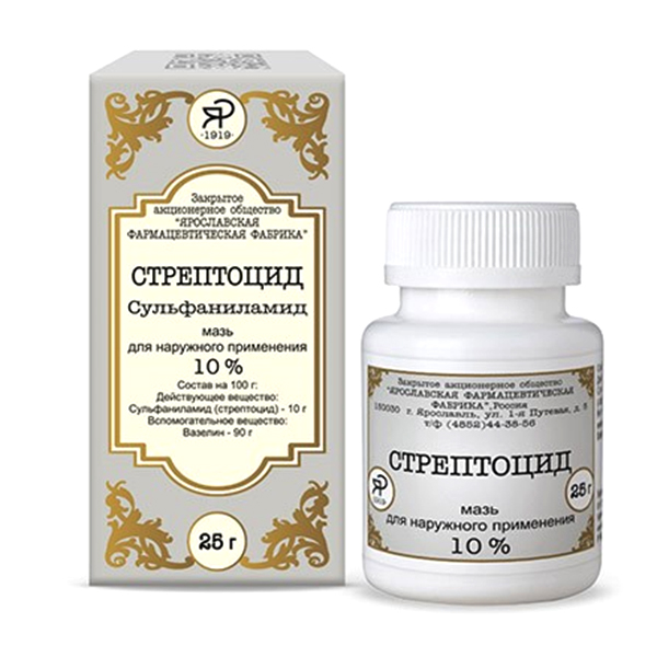 СТРЕПТОЦИД мазь (бан.) 10% - 25г n1