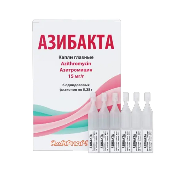 АЗИБАКТА капли гл. (фл.) 15мг/г - 250мг 6 шт.