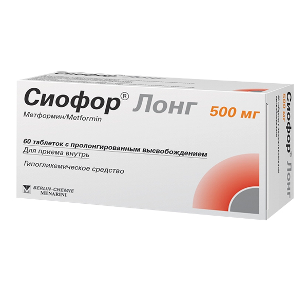 СИОФОР ЛОНГ таб п/об пролонг 500мг 60 шт.