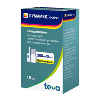 СУМАМЕД Форте пор. д/сусп. (фл.) 200мг/5мл - 16.74г 1 шт.
